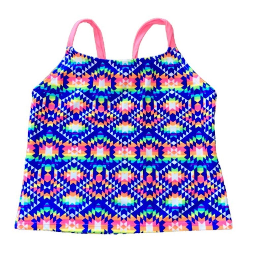 OP Girls Size 8 Multicolored Abstract Tankini With Halter Style (top only)